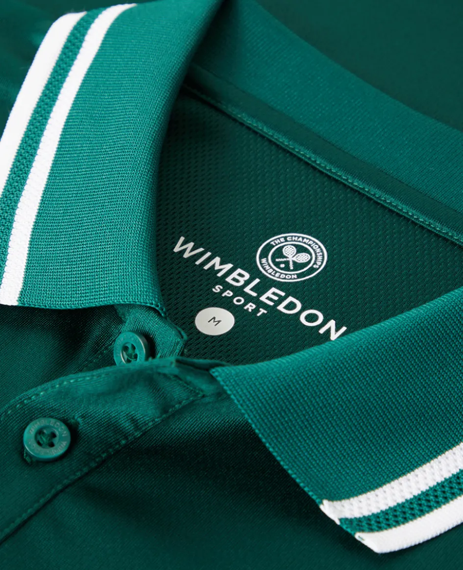 Wimbledon Mens Core Performance Polo - Green- Polo Shirts