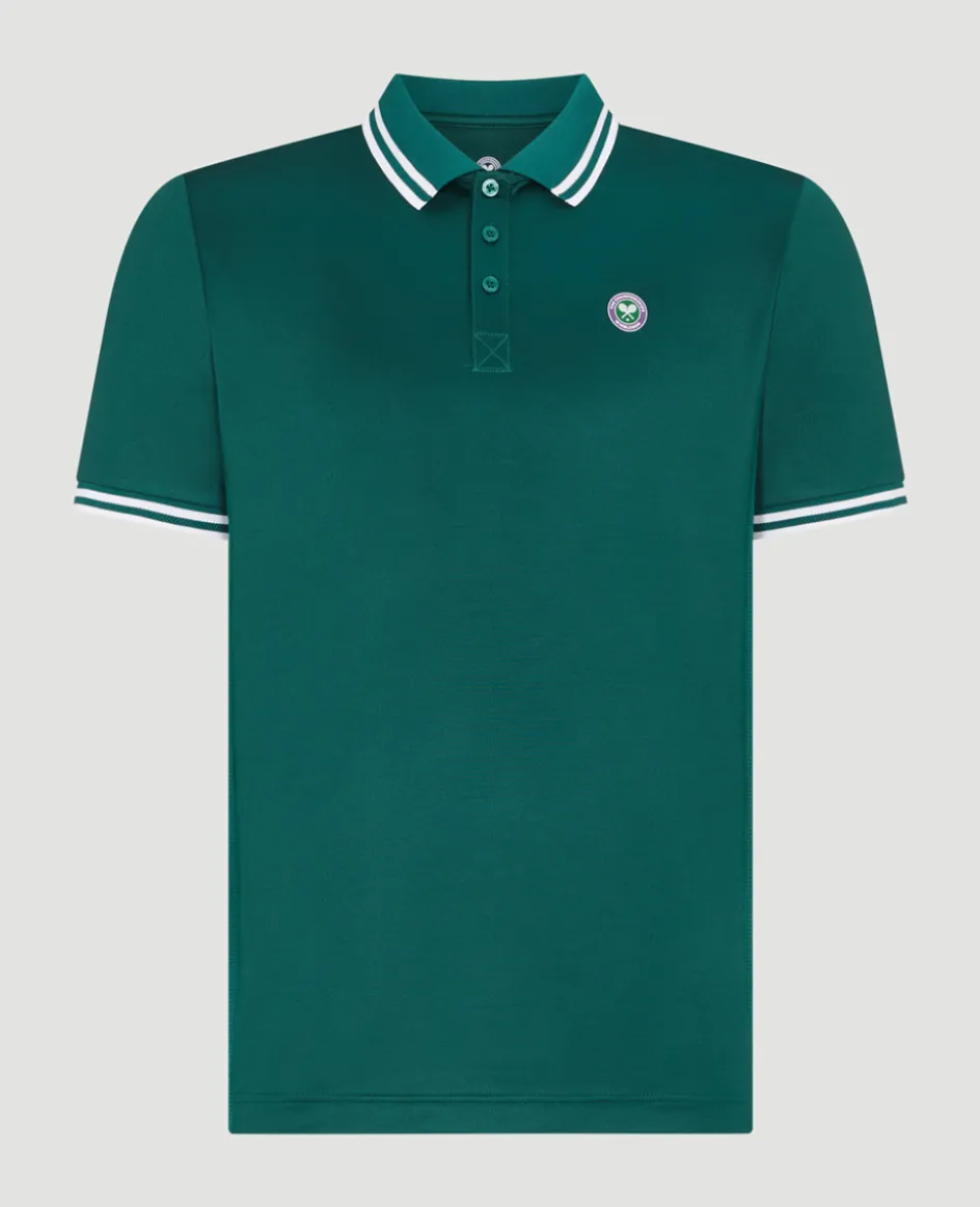 Wimbledon Mens Core Performance Polo - Green- Polo Shirts