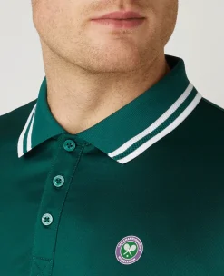 Wimbledon Mens Core Performance Polo - Green- Polo Shirts