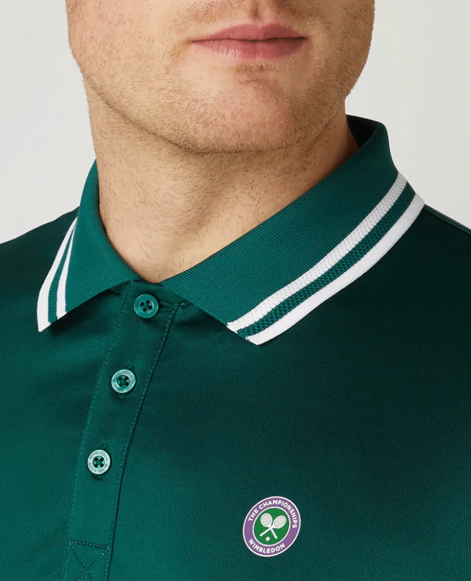Wimbledon Mens Core Performance Polo - Green- Polo Shirts