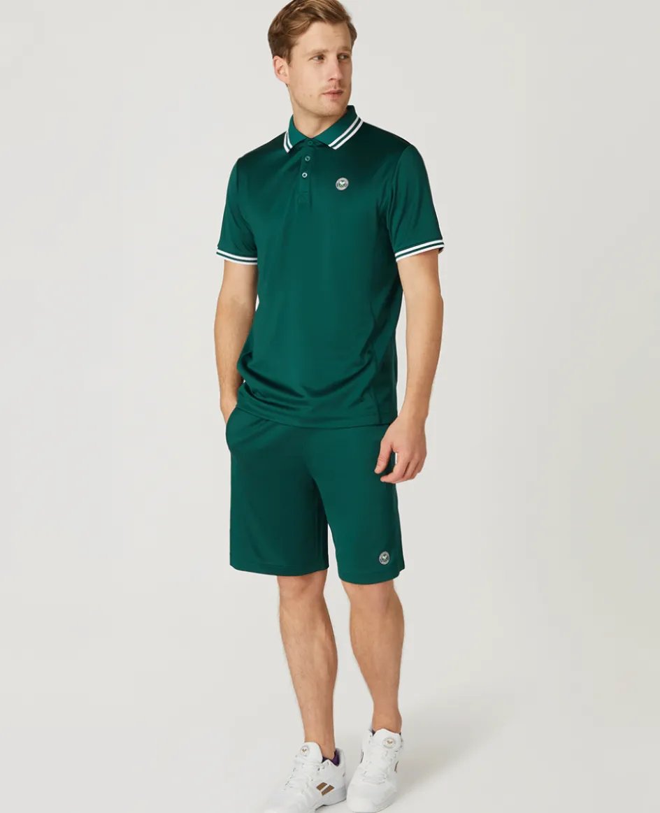 Wimbledon Mens Core Performance Polo - Green- Polo Shirts