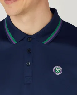 Wimbledon Mens Core Performance Polo - Navy- Tops & T-Shirts|Polo Shirts