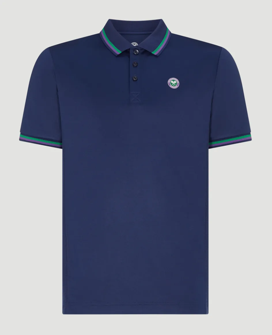 Wimbledon Mens Core Performance Polo - Navy- Tops & T-Shirts|Polo Shirts