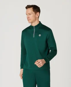 Wimbledon Mens Core Performance 1/4 Zip Training Top - Green- Sweatshirts & Hoodies