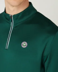 Wimbledon Mens Core Performance 1/4 Zip Training Top - Green- Sweatshirts & Hoodies