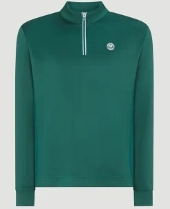 Wimbledon Mens Core Performance 1/4 Zip Training Top - Green- Sweatshirts & Hoodies