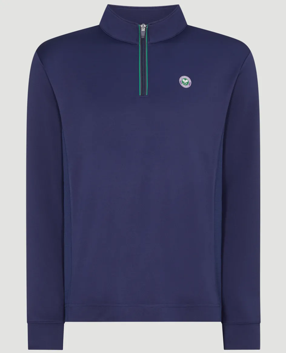 Wimbledon Mens Core Performance 1/4 Zip Training Top - Navy- Sweatshirts & Hoodies|Sweatshirts & Hoodies