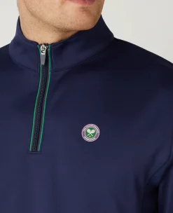 Wimbledon Mens Core Performance 1/4 Zip Training Top - Navy- Sweatshirts & Hoodies|Sweatshirts & Hoodies