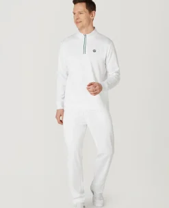 Wimbledon Mens Core Performance 1/4 Zip Training Top - White- Sweatshirts & Hoodies|Sweatshirts & Hoodies