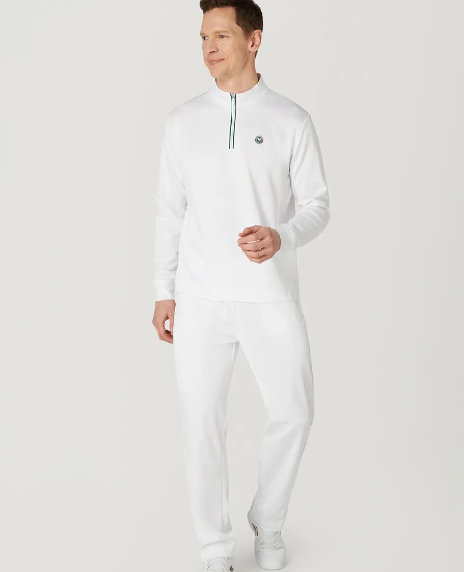 Wimbledon Mens Core Performance 1/4 Zip Training Top - White- Sweatshirts & Hoodies|Sweatshirts & Hoodies