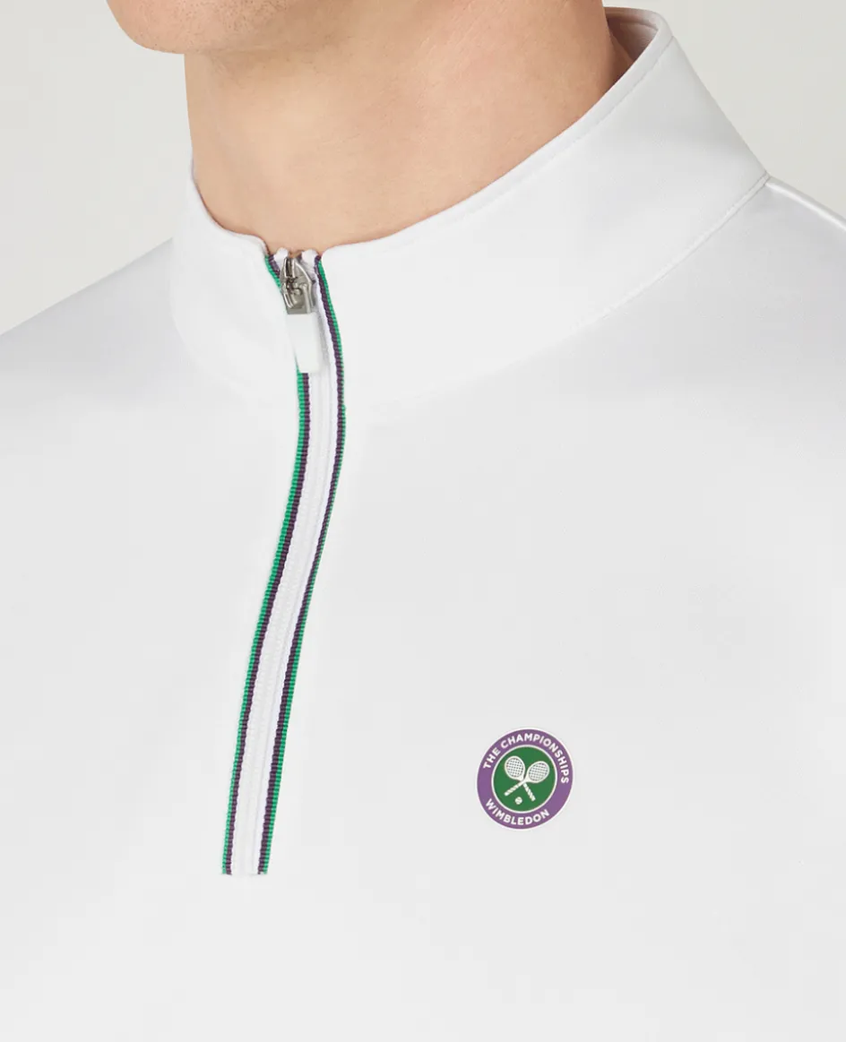 Wimbledon Mens Core Performance 1/4 Zip Training Top - White- Sweatshirts & Hoodies|Sweatshirts & Hoodies