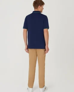 Wimbledon Mens Core Pique Polo - Navy- Polo Shirts