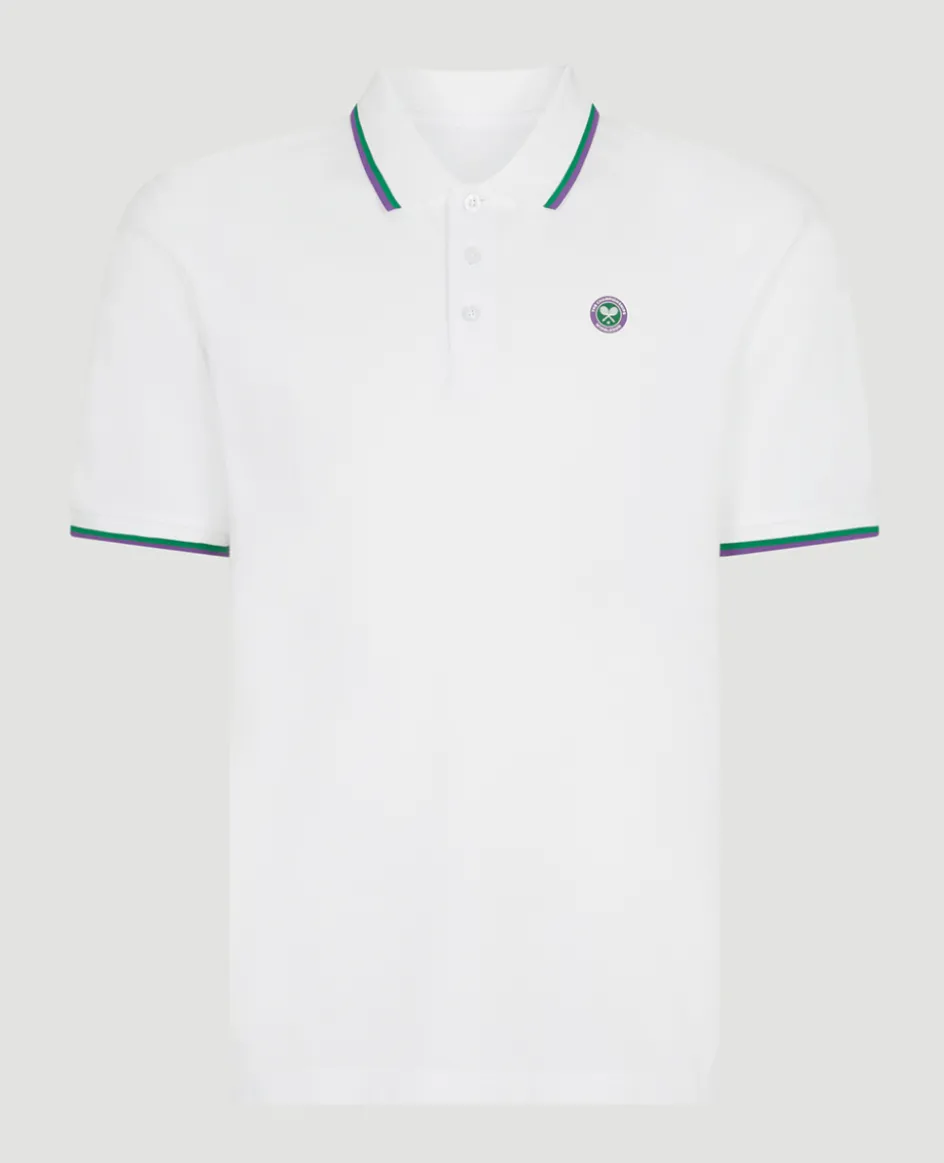 Wimbledon Mens Core Pique Polo - White- Tops & T-Shirts|Polo Shirts