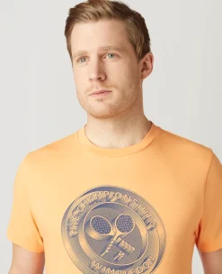 Wimbledon Mens 3D Logo T-Shirt - Peach- T-Shirts