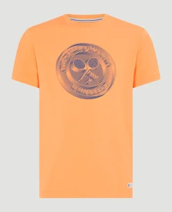 Wimbledon Mens 3D Logo T-Shirt - Peach- T-Shirts