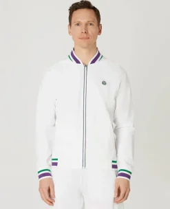 Wimbledon Mens Full Zip Jacket - White- Jackets & Coats