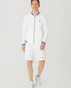 Wimbledon Mens Full Zip Jacket - White- Jackets & Coats