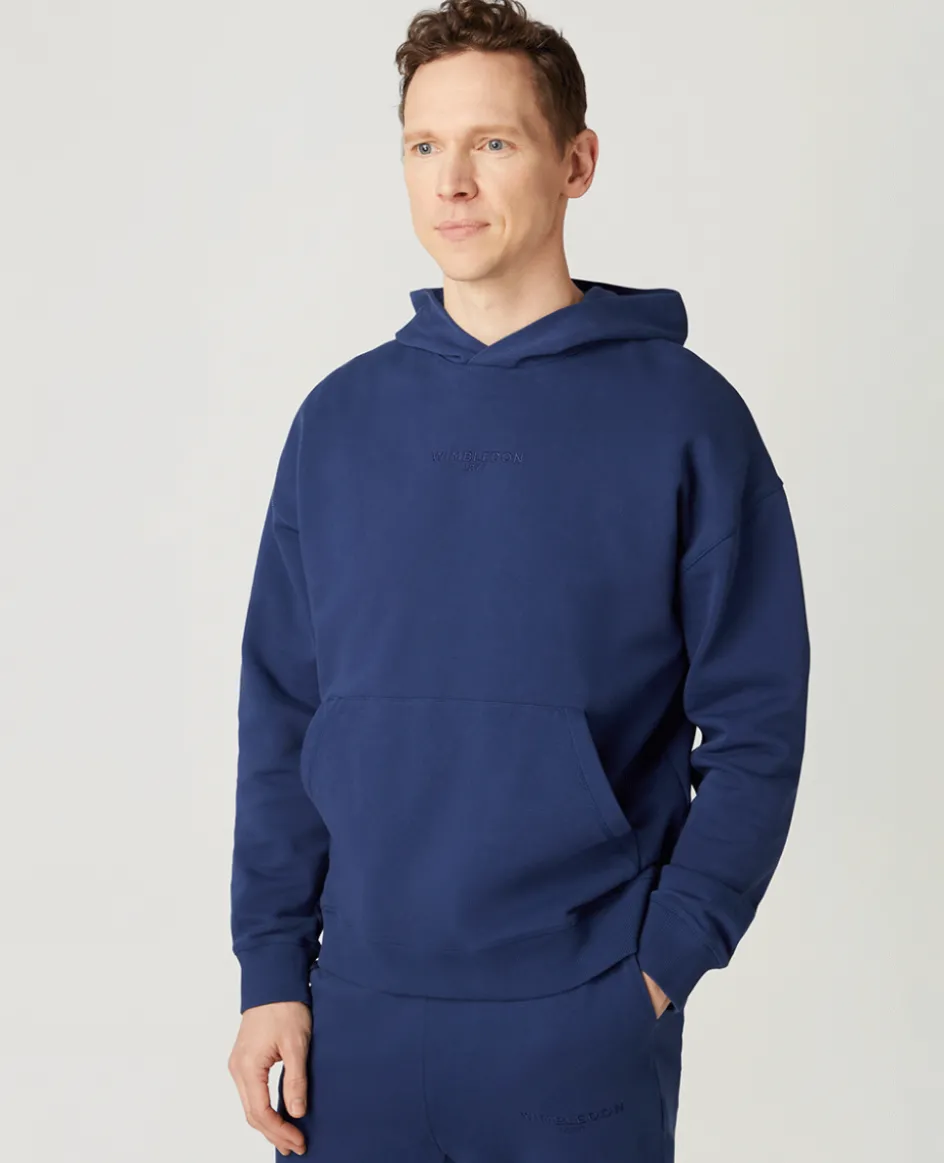 Wimbledon Mens Hooded Sweatshirt - Navy- Sweatshirts & Hoodies
