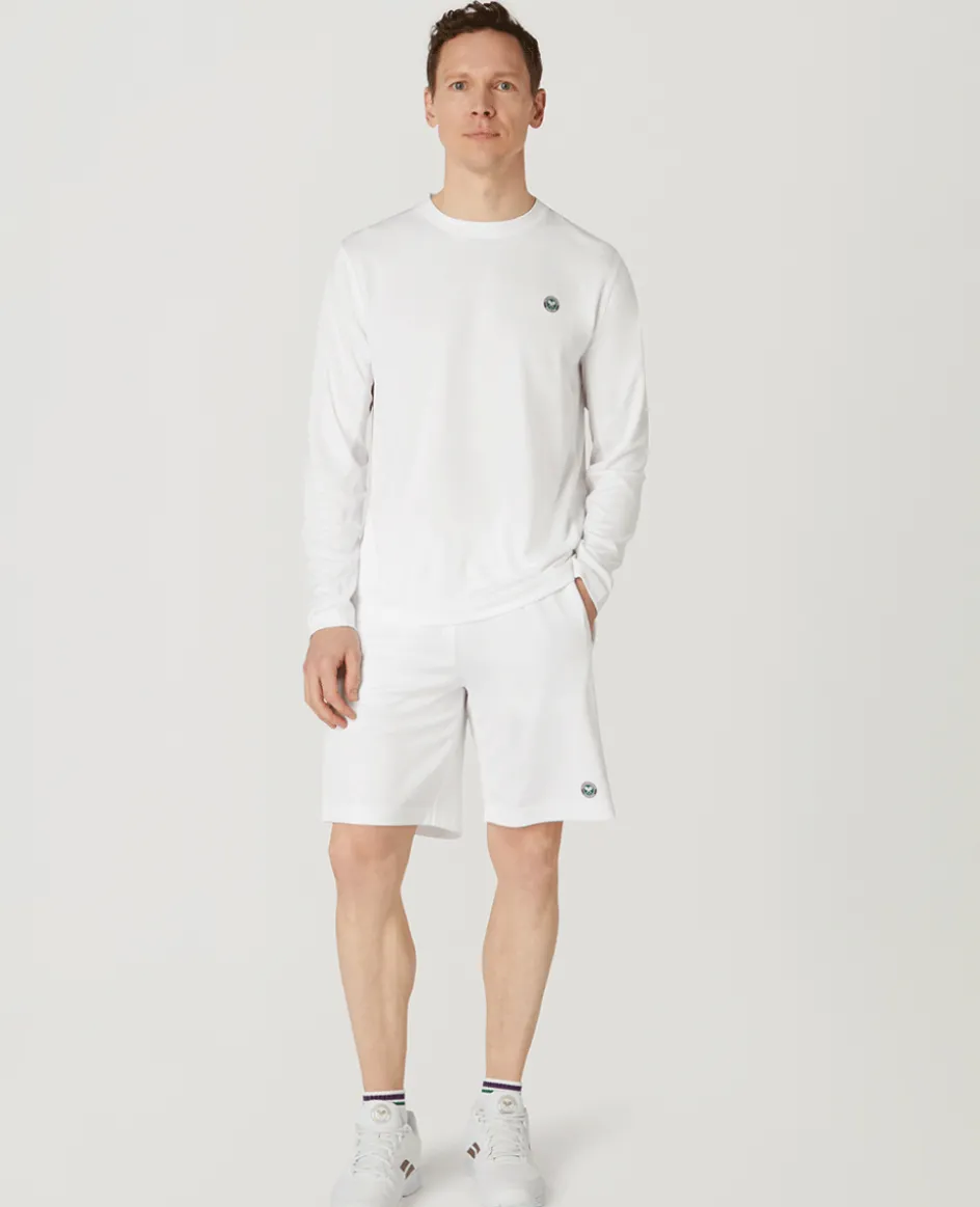 Wimbledon Mens Long Sleeve Performance T-Shirt - White- Tops & T-Shirts|T-Shirts