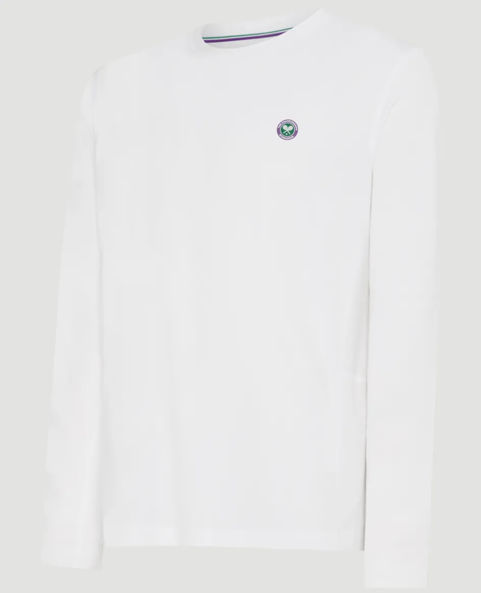 Wimbledon Mens Long Sleeve Performance T-Shirt - White- Tops & T-Shirts|T-Shirts