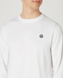 Wimbledon Mens Long Sleeve Performance T-Shirt - White- Tops & T-Shirts|T-Shirts