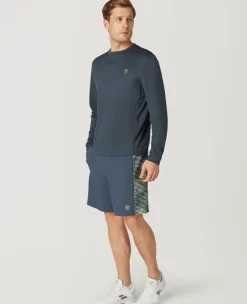 Wimbledon Mens Long Sleeve Performance T-Shirt - Steel- T-Shirts