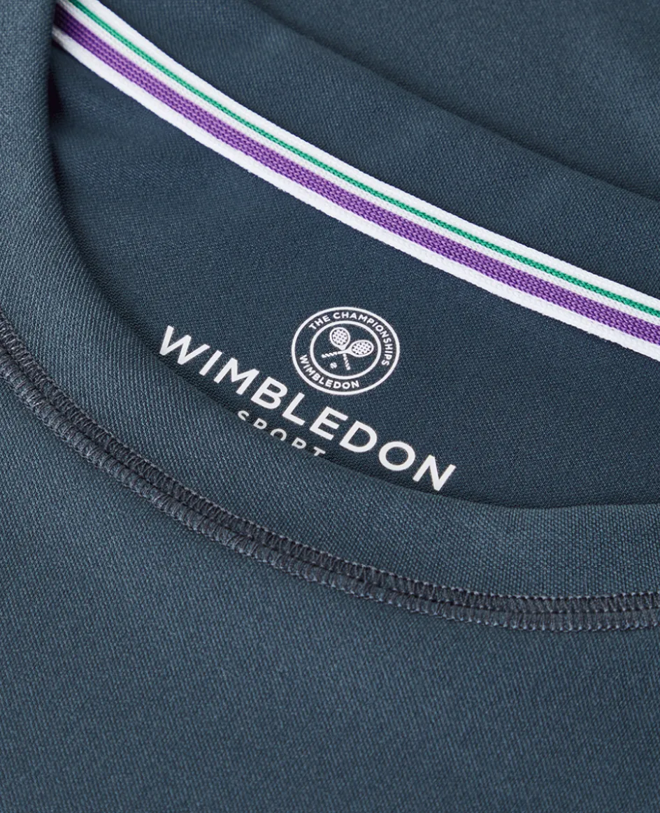 Wimbledon Mens Long Sleeve Performance T-Shirt - Steel- T-Shirts