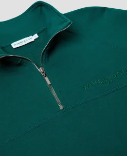 Wimbledon Mens Monobrand 1/4 Zip - Green- Sweatshirts & Hoodies