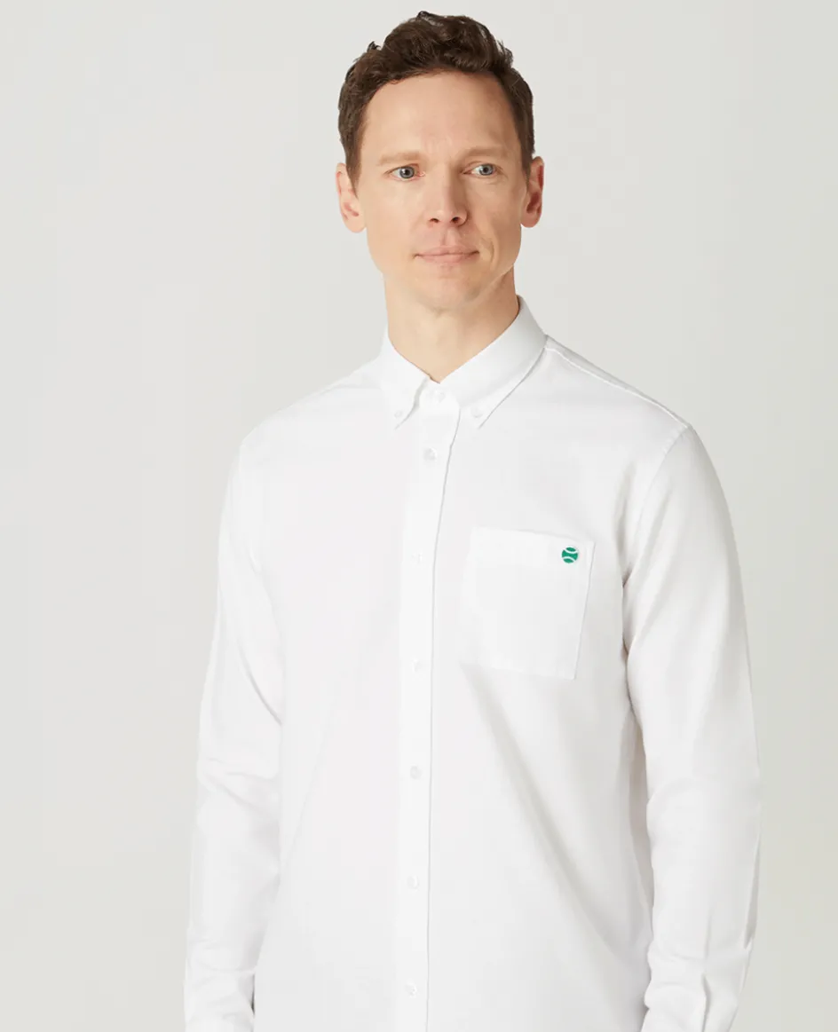 Wimbledon Mens Oxford Shirt - White- Shirts