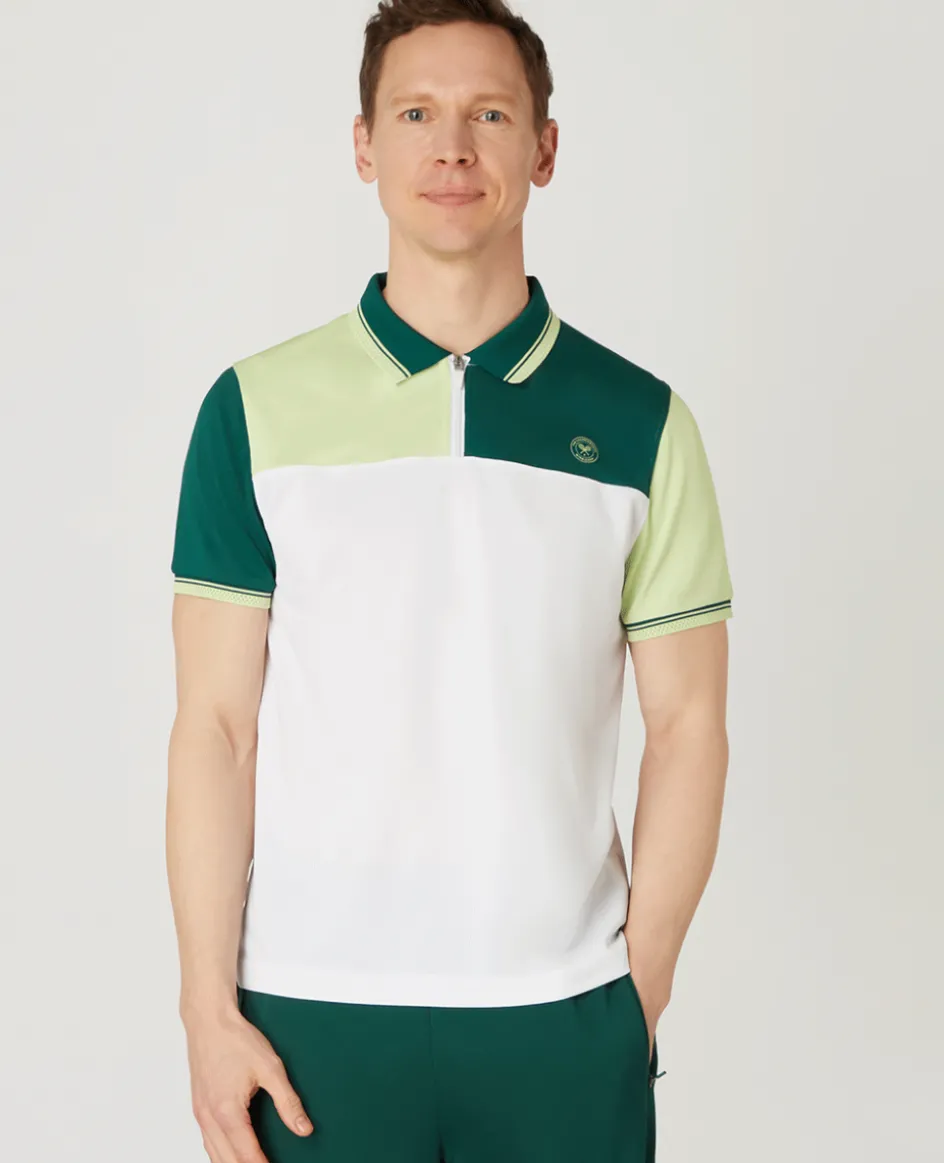 Wimbledon Mens Panel Performance Polo - Multi- Polo Shirts