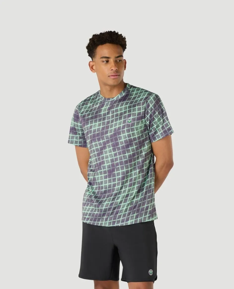 Wimbledon Mens Performance Net T-Shirt - Purple- Tops & T-Shirts|T-Shirts