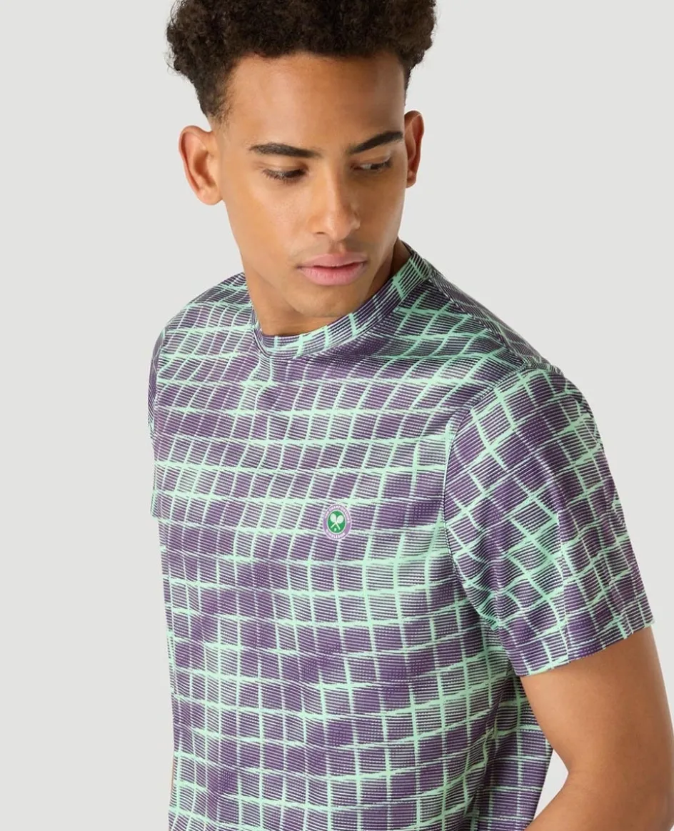 Wimbledon Mens Performance Net T-Shirt - Purple- Tops & T-Shirts|T-Shirts