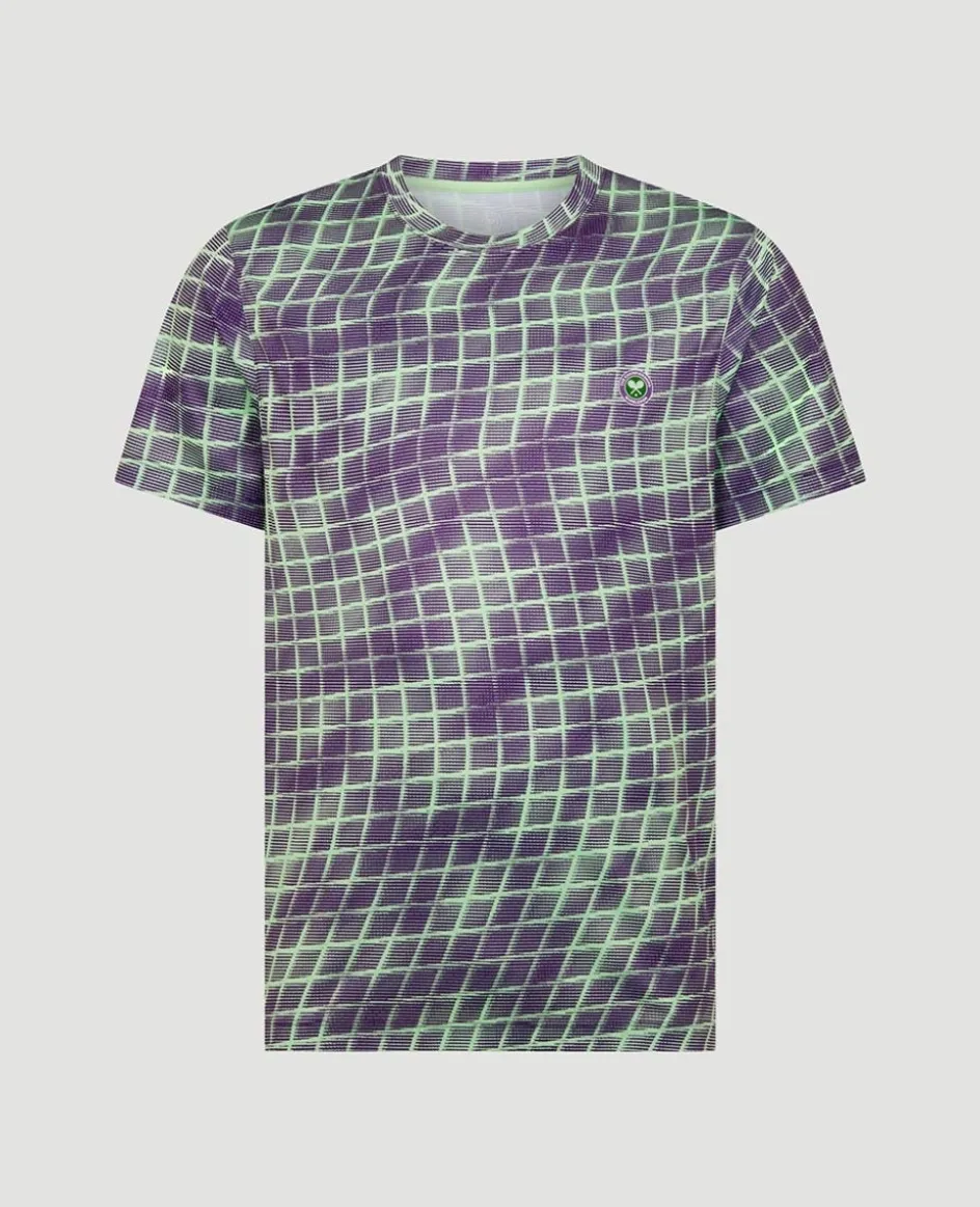 Wimbledon Mens Performance Net T-Shirt - Purple- Tops & T-Shirts|T-Shirts