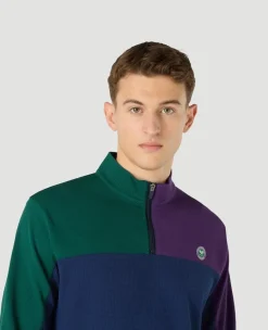 Wimbledon Mens Performance Panel 1/4 Zip Jacket - Multi- Jackets & Coats