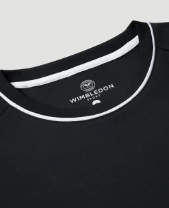 Wimbledon Mens Performance Piped T-Shirt - Black- T-Shirts