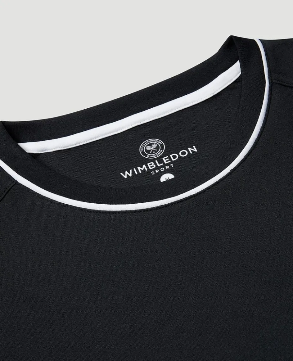 Wimbledon Mens Performance Piped T-Shirt - Black- T-Shirts