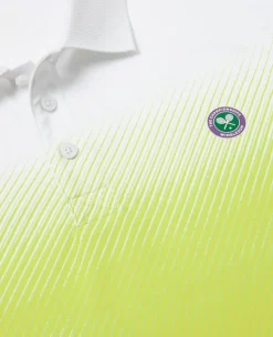 Wimbledon Mens Performance Stripe Polo - Green- Tops & T-Shirts|Polo Shirts