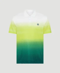 Wimbledon Mens Performance Stripe Polo - Green- Tops & T-Shirts|Polo Shirts