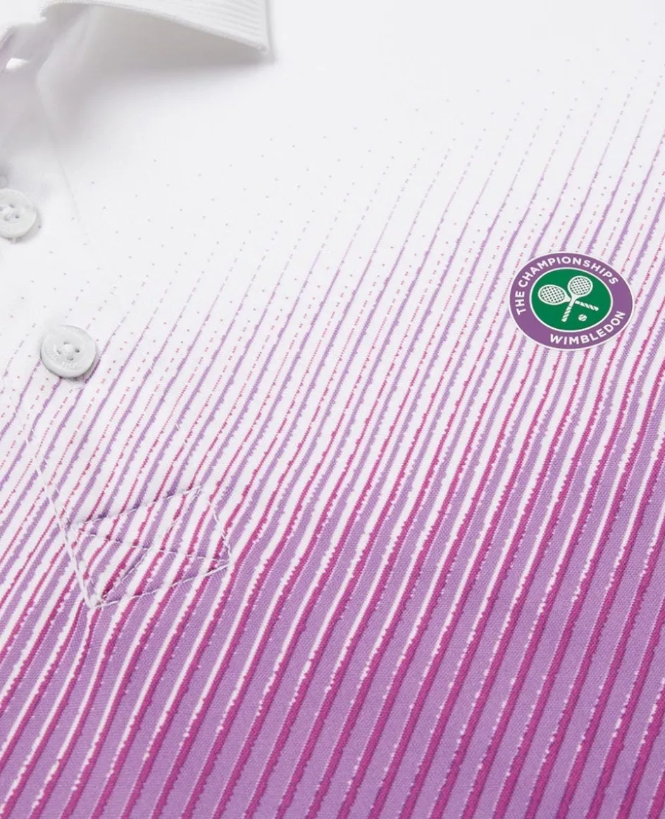 Wimbledon Mens Performance Stripe Polo - Purple- Polo Shirts