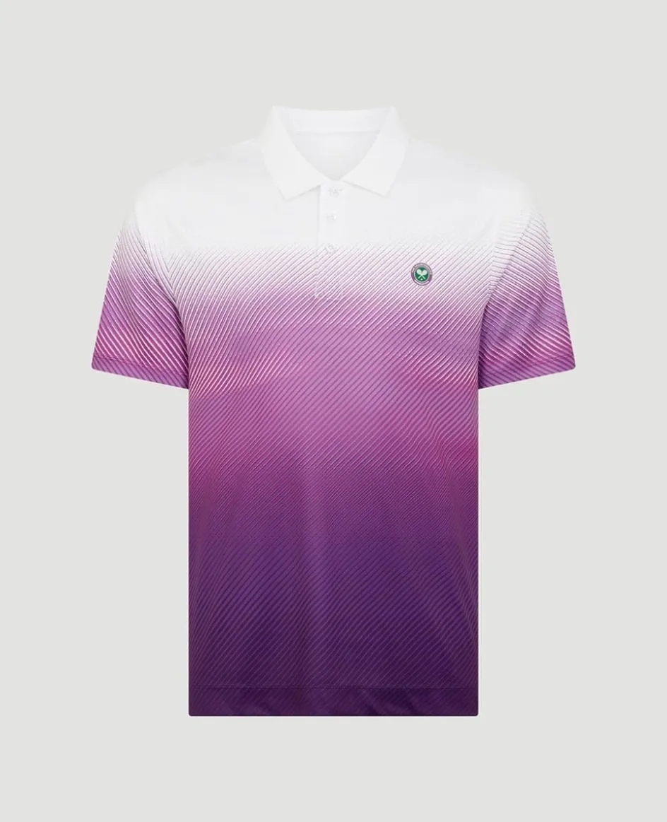 Wimbledon Mens Performance Stripe Polo - Purple- Polo Shirts