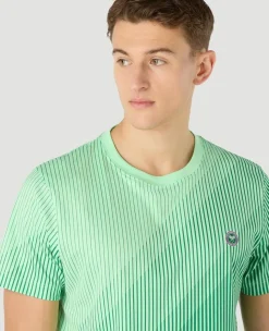Wimbledon Mens Performance Stripe T-Shirt - Green- Tops & T-Shirts|T-Shirts