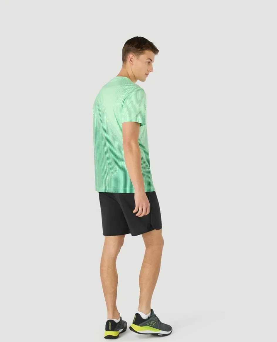 Wimbledon Mens Performance Stripe T-Shirt - Green- Tops & T-Shirts|T-Shirts
