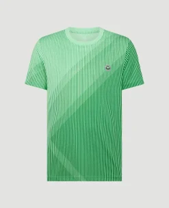 Wimbledon Mens Performance Stripe T-Shirt - Green- Tops & T-Shirts|T-Shirts