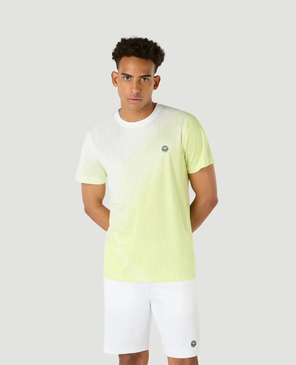 Wimbledon Mens Performance Stripe T-Shirt - White- Tops & T-Shirts|T-Shirts