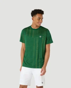 Wimbledon Mens Performance Texture T-Shirt - Green- T-Shirts