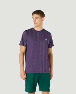 Wimbledon Mens Performance Texture T-Shirt - Purple- T-Shirts