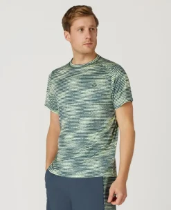 Wimbledon Mens Performance T-Shirt - Steel & Lime- T-Shirts