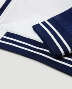 Wimbledon Mens Performance Varsity Jacket - White & Navy- Jackets & Coats