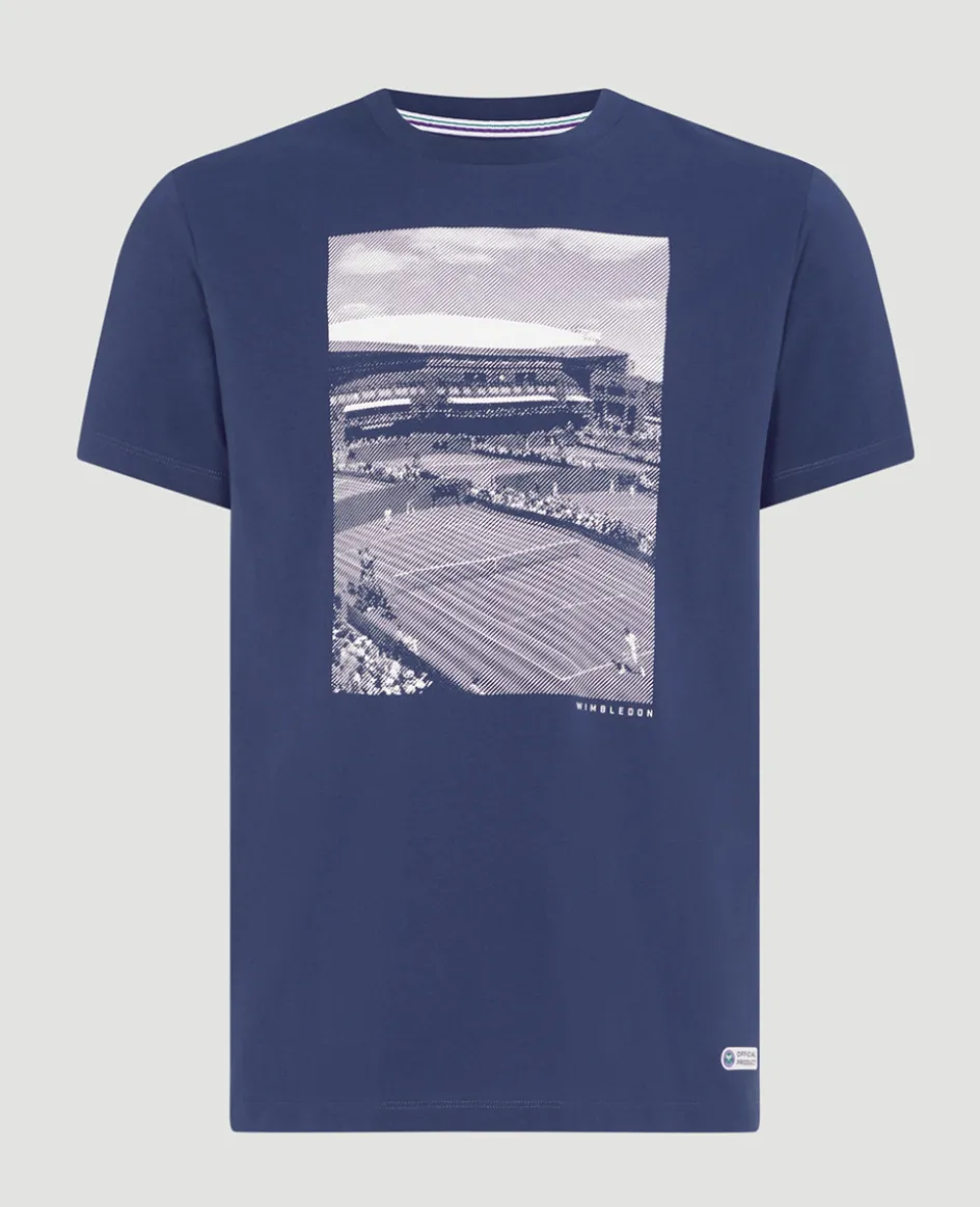 Wimbledon Mens Photo Print T-Shirt - Navy- T-Shirts