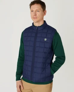 Wimbledon Mens Quilted Gilet - Navy- Jackets & Coats